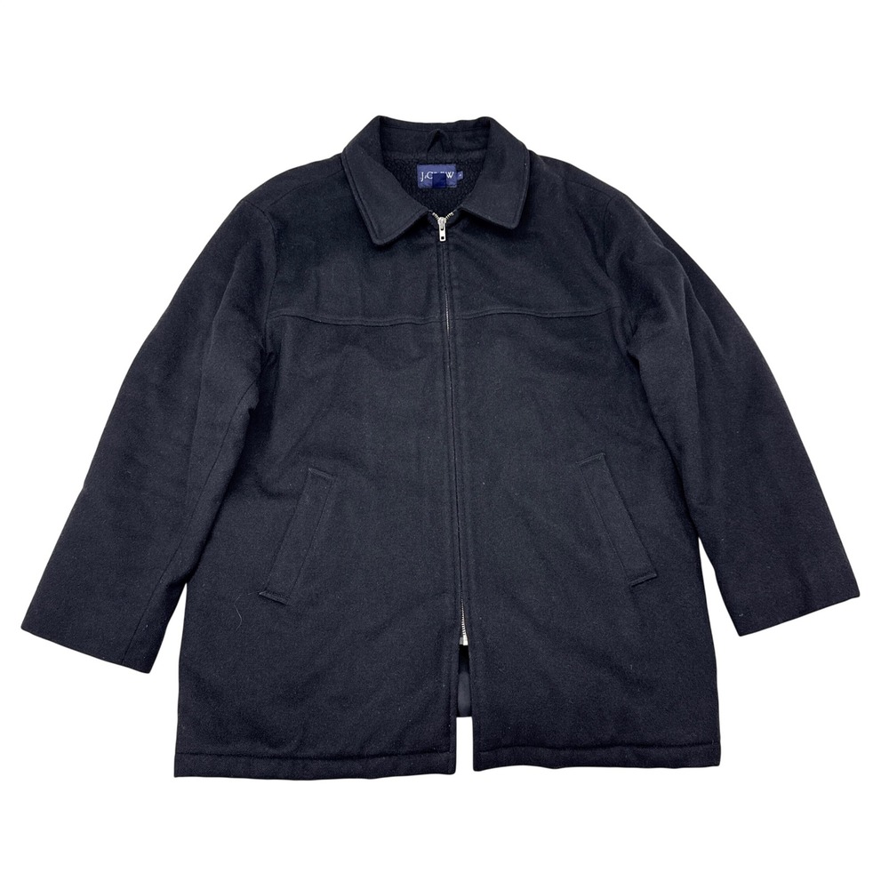 Vintage J Crew Jacket Mens Size Large Black Wool Blend Career Commute Collared